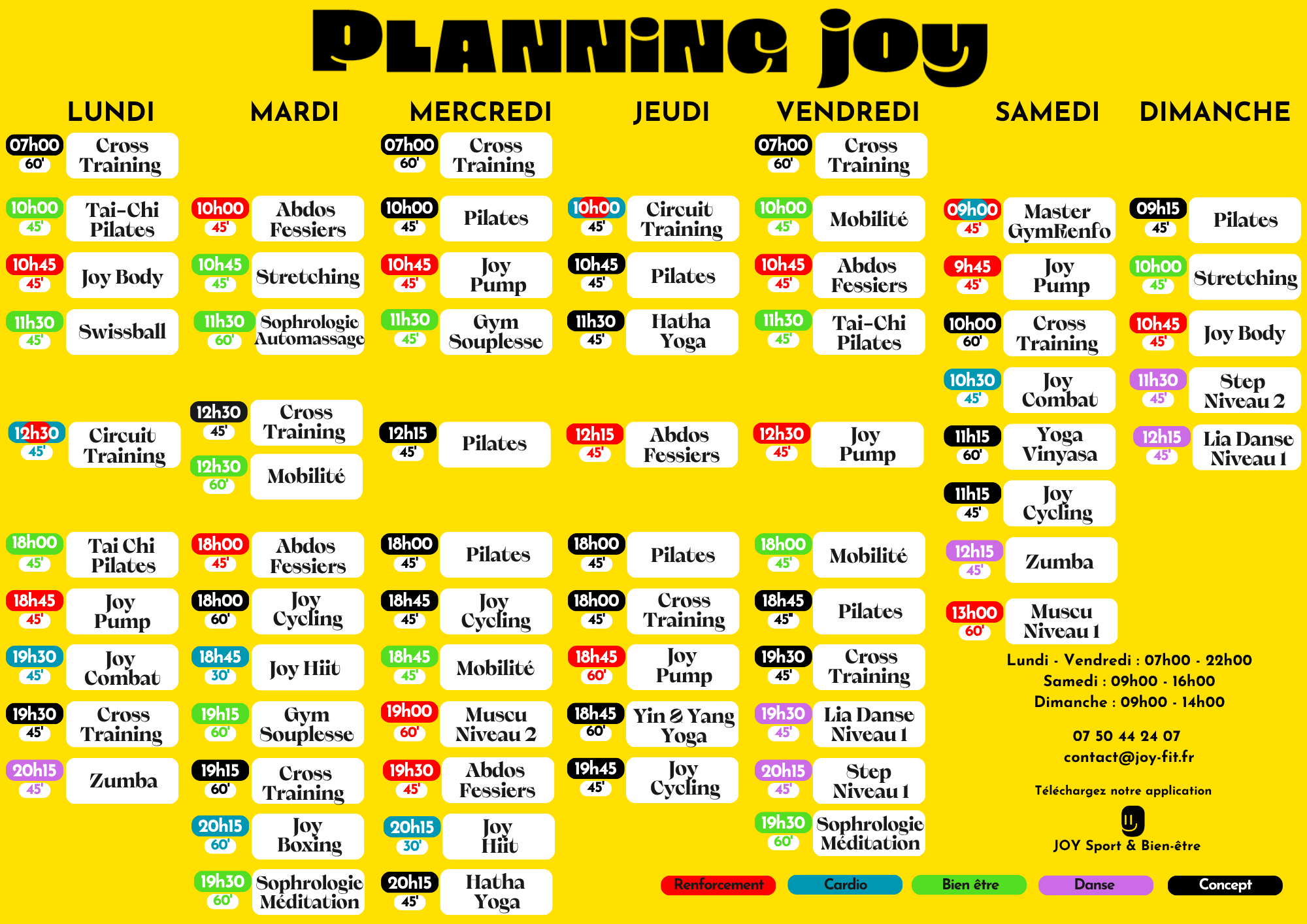 Planning hebdomadaire adultes